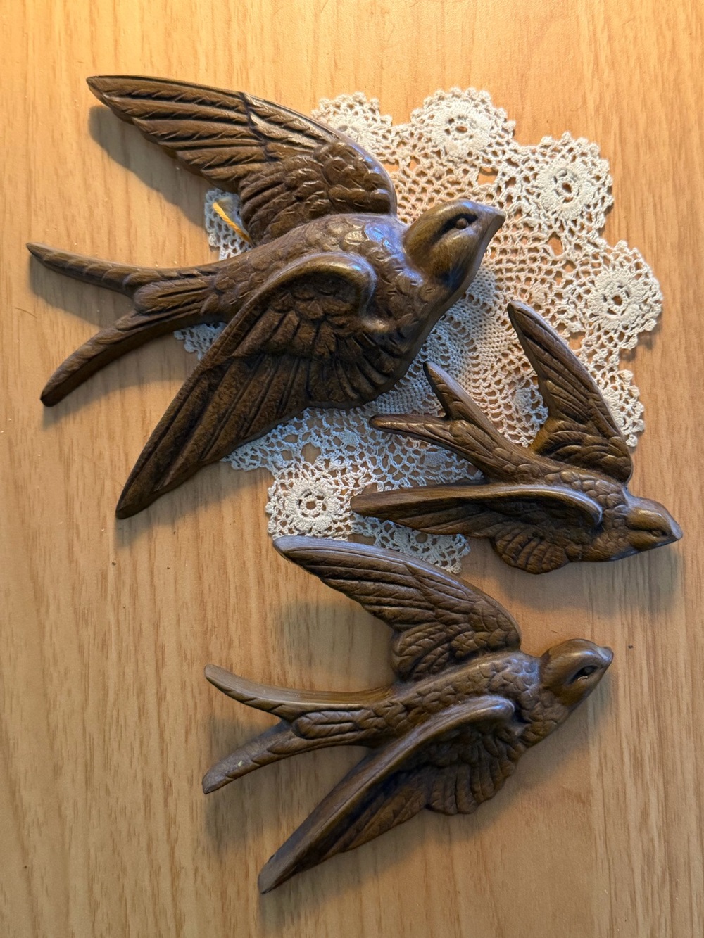 Brown Decorative Swallow Wall Plaques - Set of 3